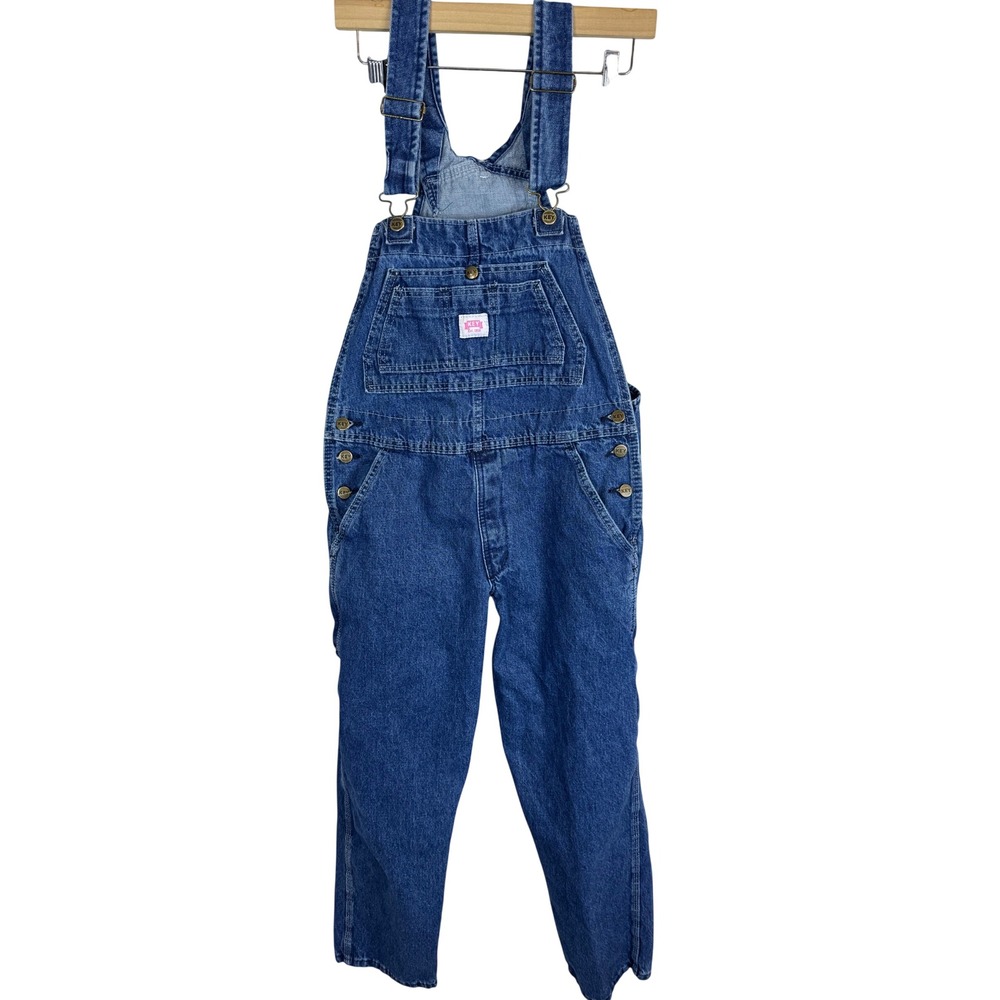 Vintage 90s Key Industries Denim Bib Overalls Med Wash Workwear Utility 8 Reg